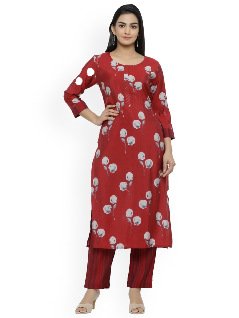 

ZOLA Women Maroon Floral Printed Kurta
