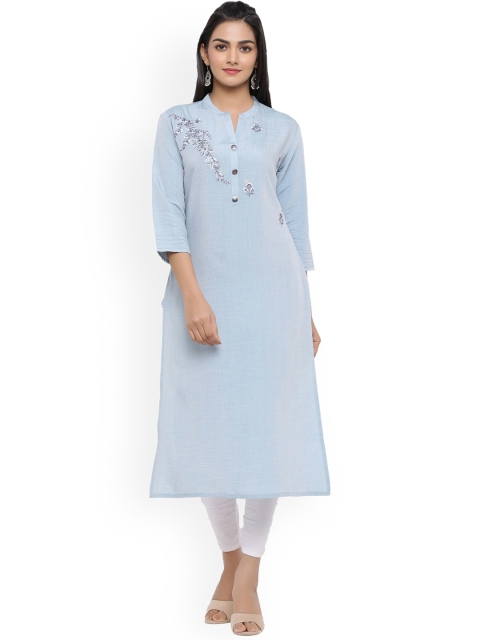 

ZOLA Women Blue Floral Embroidered Kurta