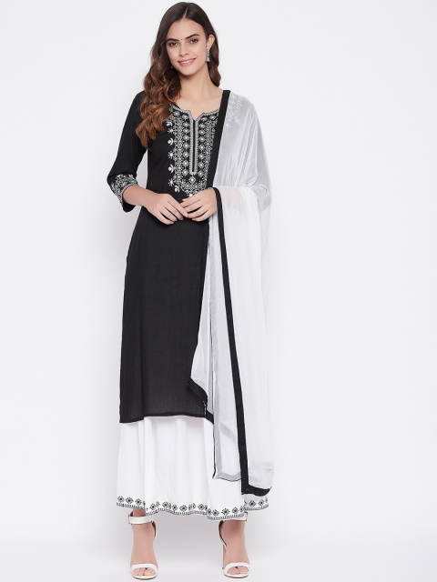 

Prakhya Women Black Yoke Design Kurta with Skirt & With Dupatta