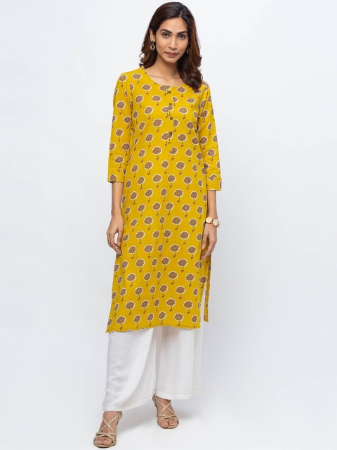 

ZOLA Women Mustard Yellow Ethnic Motifs Kurta