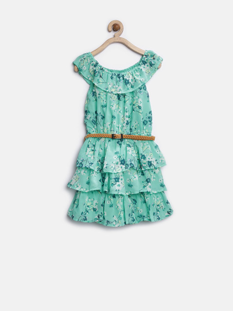 

The Childrens Place Girls Sea Green Printed Fit & Flare Dress