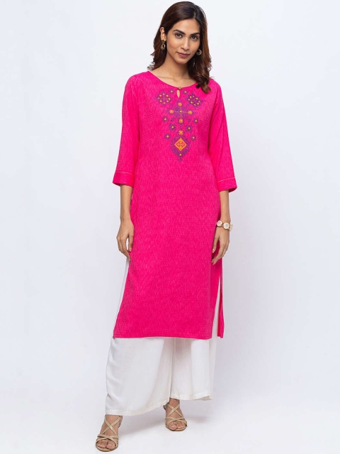 

ZOLA Women Pink Ethnic Motifs Yoke Design Kurta