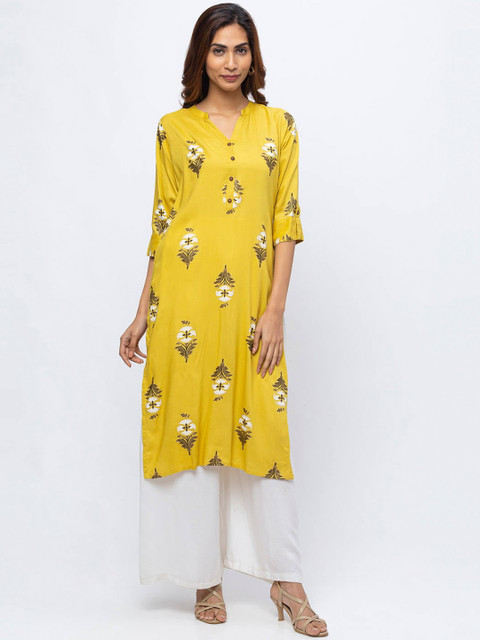 

ZOLA Women Yellow Ethnic Motifs Printed Kurta