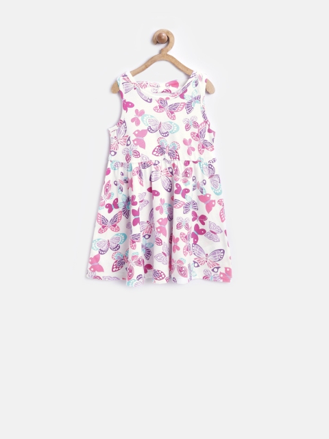 

The Childrens Place Girls White & Pink Printed Fit & Flare Dress