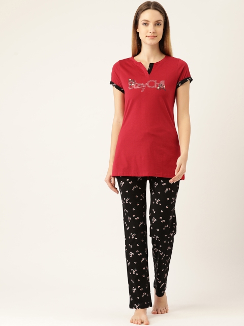 

Sweet Dreams Women Red & Black Printed Night suit