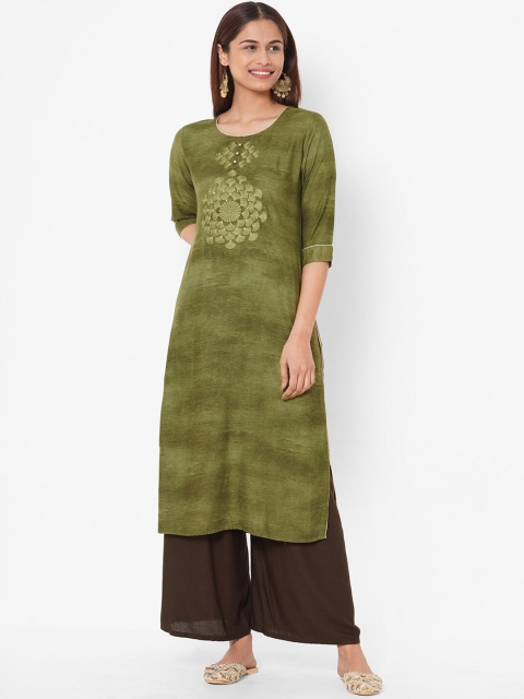 

ZOLA Women Green Ethnic Motifs Embroidered Kurta