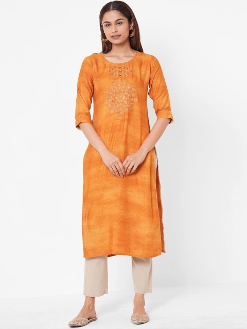 

ZOLA Women Orange Ethnic Motifs Embroidered Kurta