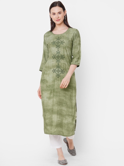 

ZOLA Women Green Embroidered Kurta