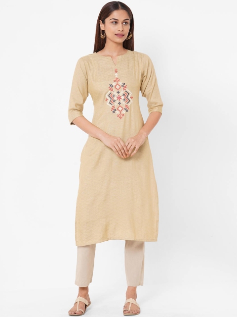 

ZOLA Women Beige Ethnic Motifs Embroidered Kurta