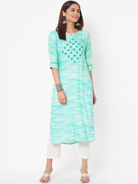 

ZOLA Women Turquoise Blue Floral Embroidered Kurta