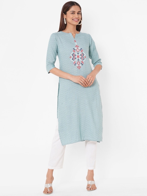 

ZOLA Women Blue Ethnic Motifs Embroidered Kurta