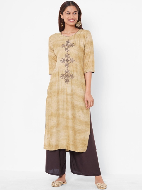

ZOLA Women Khaki Embroidered Kurta