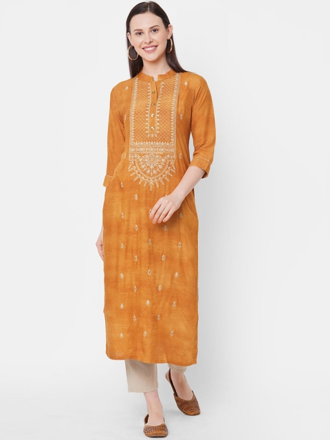 

ZOLA Women Orange Ethnic Motifs Embroidered Kurta