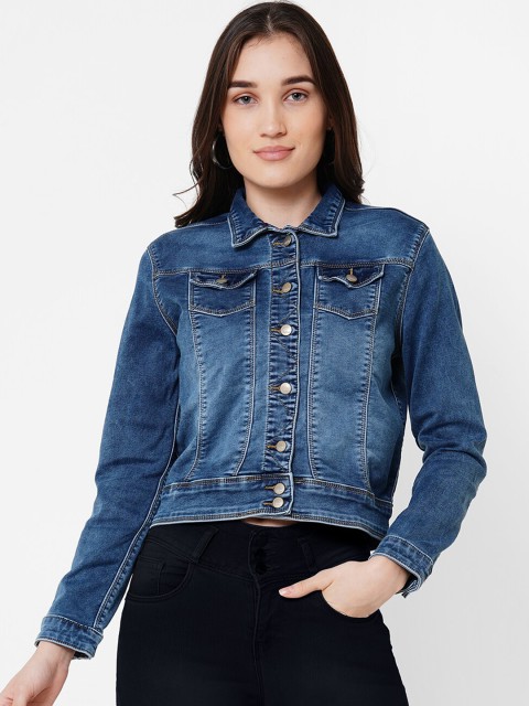 

Kraus Jeans Women Blue Washed Crop Denim Jacket