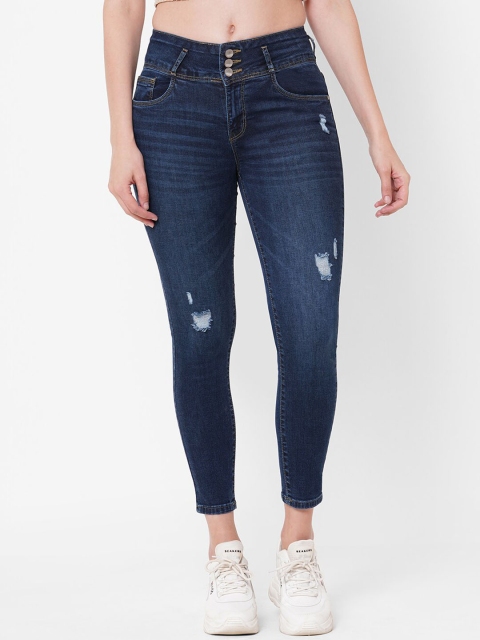 

Kraus Jeans Women Blue Skinny Fit High-Rise Mildly Distressed Light Fade Stretchable Jeans