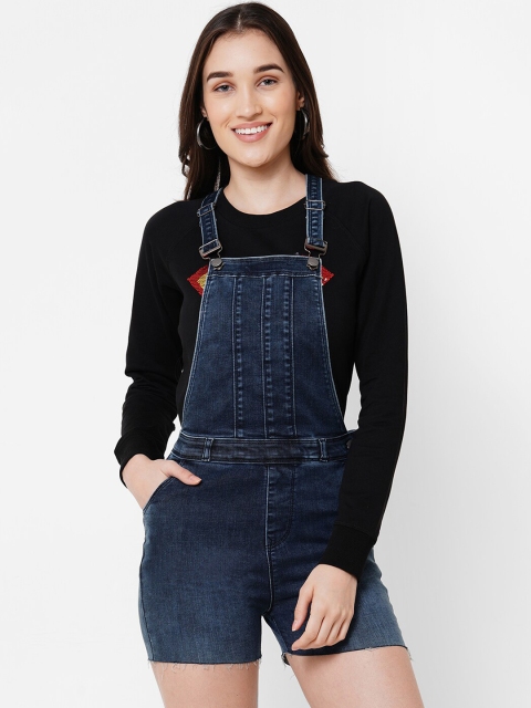 

Kraus Jeans Women Navy Blue Solid Slim-Fit Short Dungarees