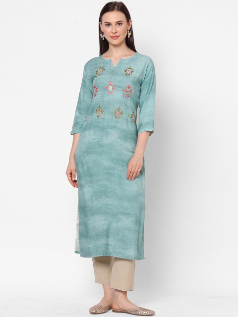 

ZOLA Women Turquoise Blue Ethnic Motifs Embroidered Kurta