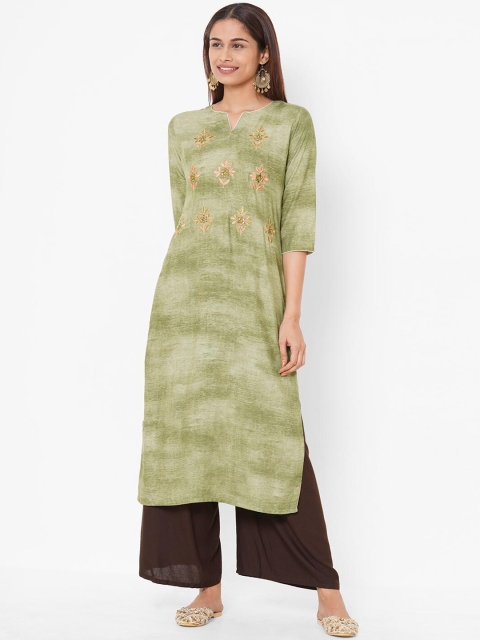 

ZOLA Women Green Ethnic Motifs Embroidered Kurta