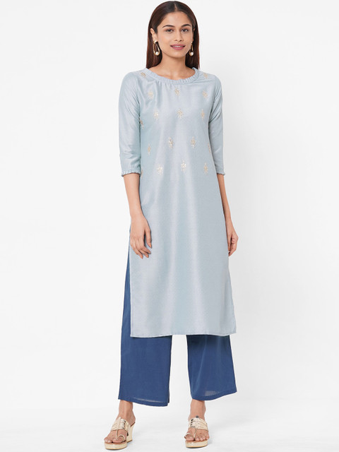 

ZOLA Women Blue Ethnic Motifs Embroidered Kurta