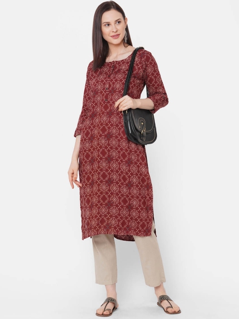 

ZOLA Women Maroon Ethnic Motifs Printed Kurta