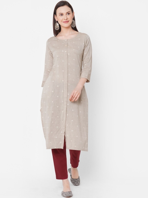 

ZOLA Women Beige Woven Design Kurta