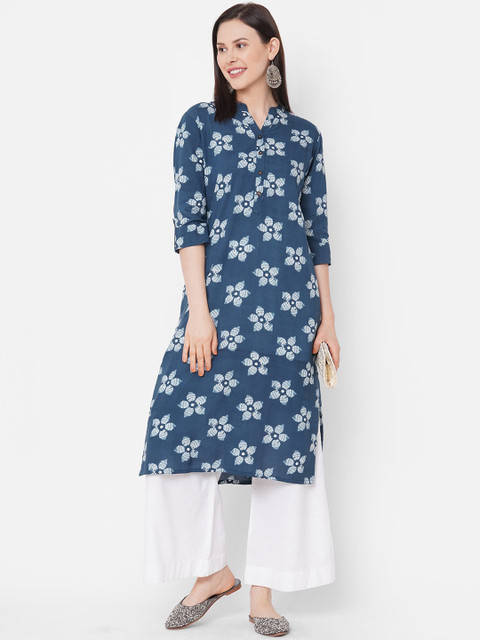 

ZOLA Women Blue & White Floral Printed Kurta