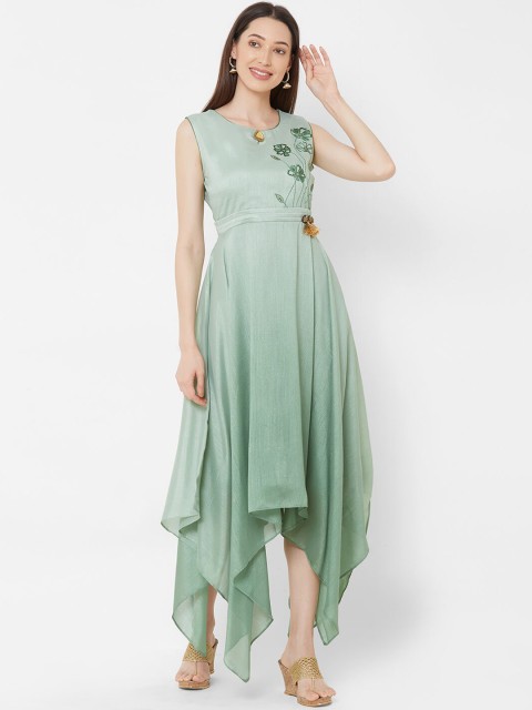

ZOLA Women Green Floral Embroidered Keyhole Neck Kurta
