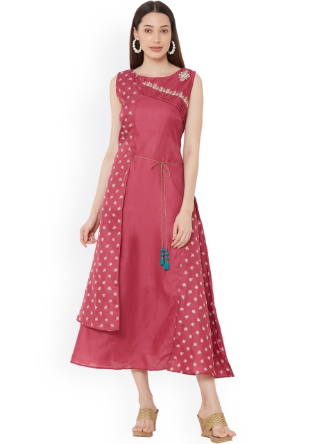 

ZOLA Women Red Ethnic Motifs Embroidered Zardozi Kurta