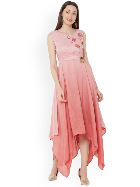 

ZOLA Women Peach-Coloured Floral Embellished Keyhole Neck Kurta