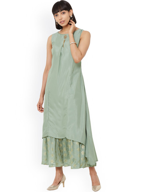 

ZOLA Women Green Asymmetric Kurta