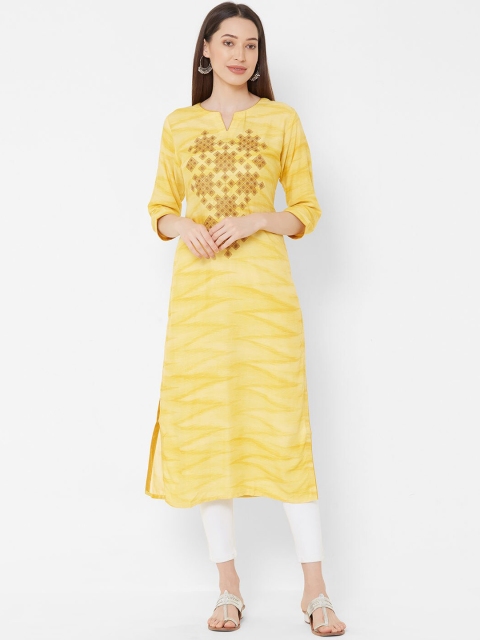

ZOLA Women Yellow Geometric Embroidered Kurta