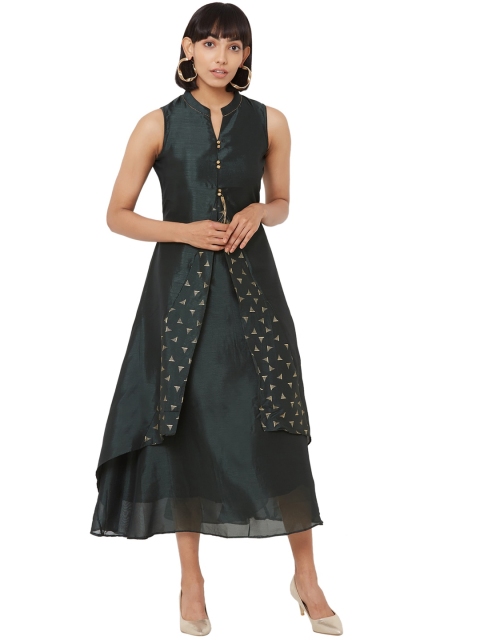 

ZOLA Women Green Flared Kurta