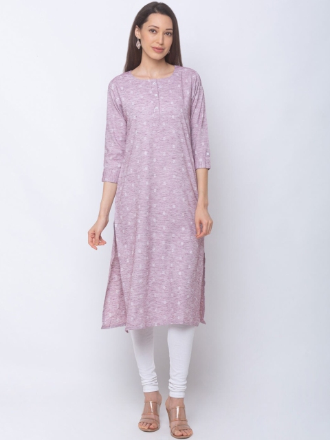 

ZOLA Women Purple Geometric Embroidered Kurta