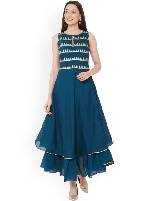 

ZOLA Women Blue Geometric Layered Kurta