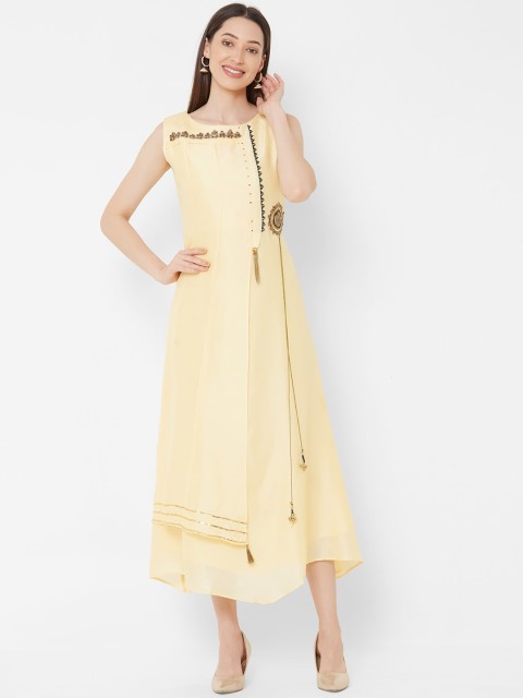 

ZOLA Women Yellow Thread Work Anarkali Kurta