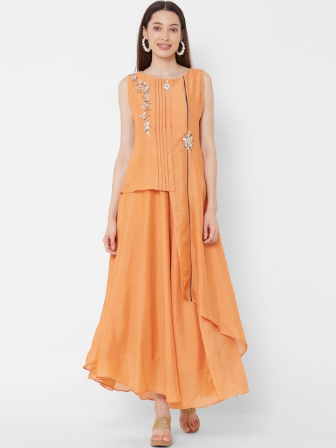 

ZOLA Women Orange Embroidered Anarkali Kurta
