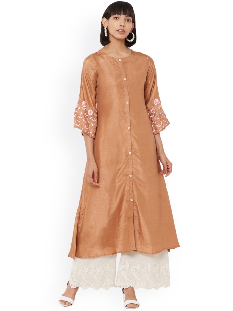 

ZOLA Women Brown Flared Sleeves Thread Work Kurta