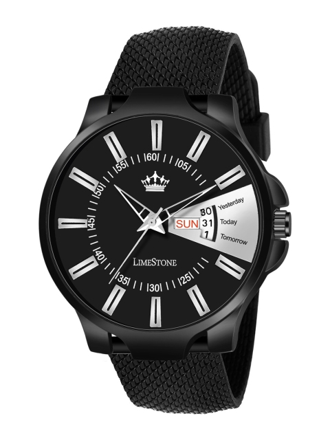 

LIMESTONE Men Black Brass Dial & Black Straps Analogue Watch LS2898