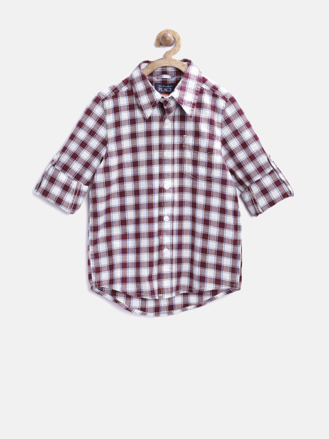 

The Childrens Place Boys Burgundy Checked Shirt