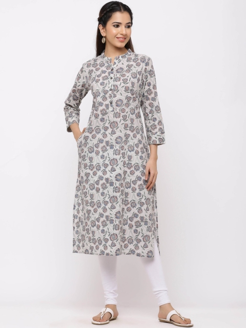 

ZOLA Women Grey Floral Printed Kurta