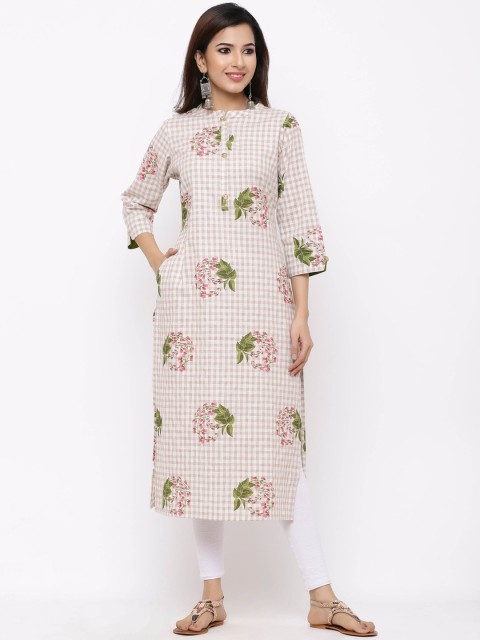 

ZOLA Women Brown Floral Printed Straight Kurta