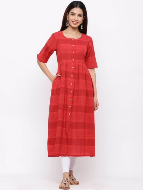 

ZOLA Women Red Checked Kurta