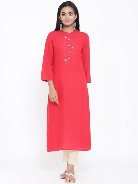

ZOLA Women Red Embroidered Kurta