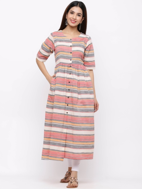 

ZOLA Women Pink Striped Kurta