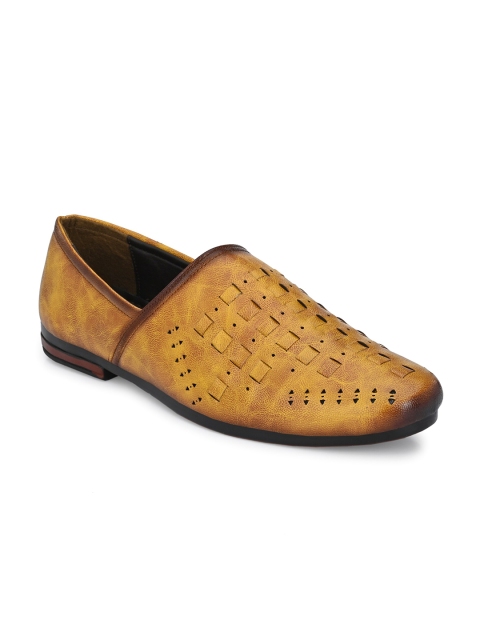 

ELIXIR MAN Men Tan Brown Perforations Slip-On Sneakers
