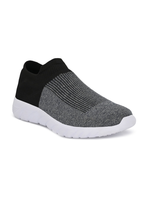 

ELIXIR MAN Men Grey & Black Woven Design Slip-On Sneakers