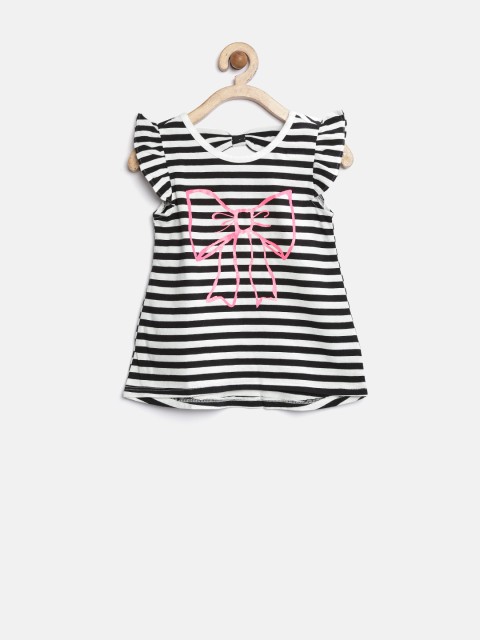 

The Childrens Place Girls Black Striped Regular Top