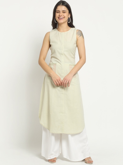 

Ekmatra Women Green Khadi Handloom Sustainable Kurta