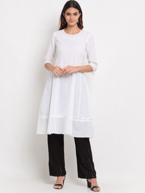 

Ekmatra Women White Khadi Handloom Sustainable Kurta