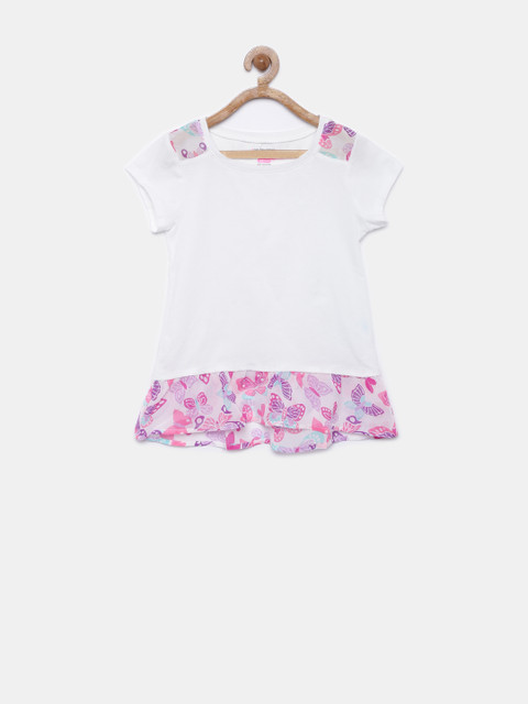 

The Childrens Place Girls White Printed Peplum Top